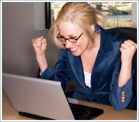 woman working online